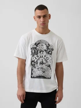 T-shirt z nadrukiem Led Zeppelin o luźnym kroju