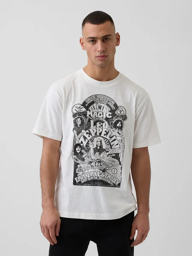 T-shirt z nadrukiem Led Zeppelin o luźnym kroju