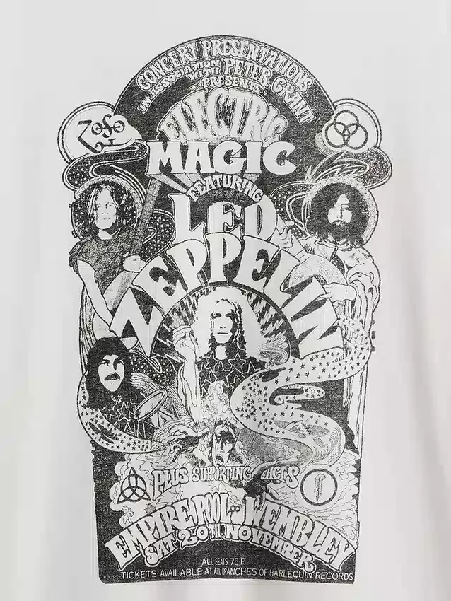 T-shirt z nadrukiem Led Zeppelin o luźnym kroju