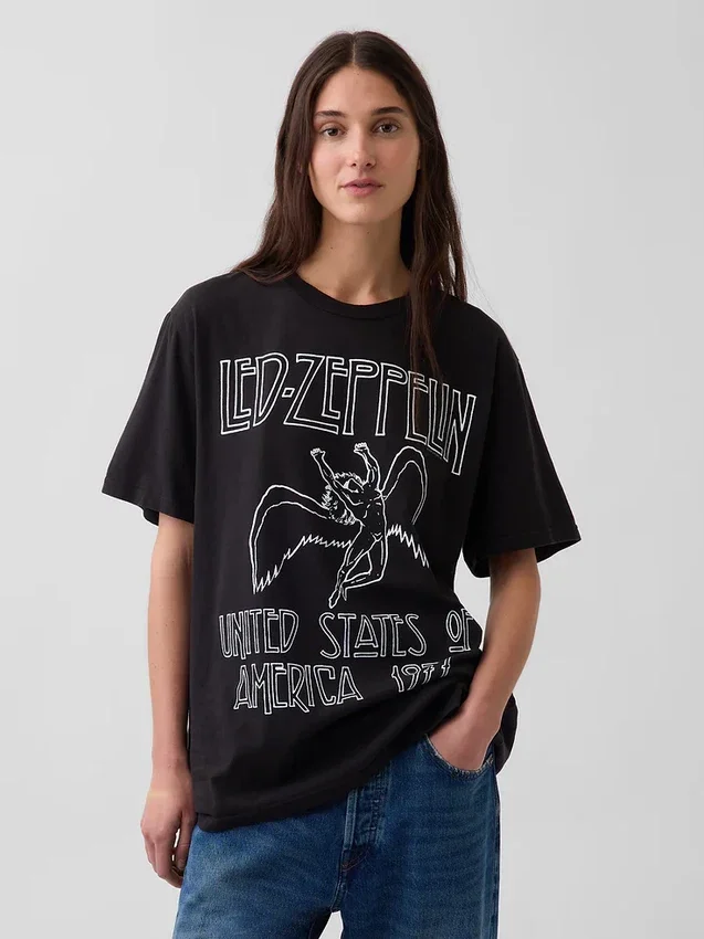 T-shirt z nadrukiem Led Zeppelin o luźnym kroju