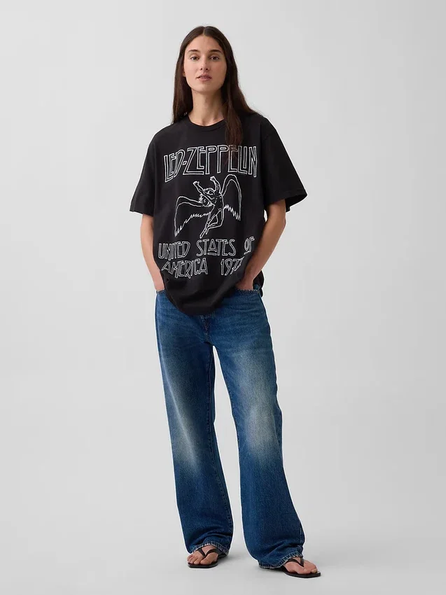 T-shirt z nadrukiem Led Zeppelin o luźnym kroju