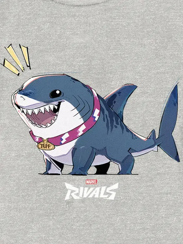 T-shirt z nadrukiem „Marvel Rivals: Jeff the Shark” dla małych dzieci