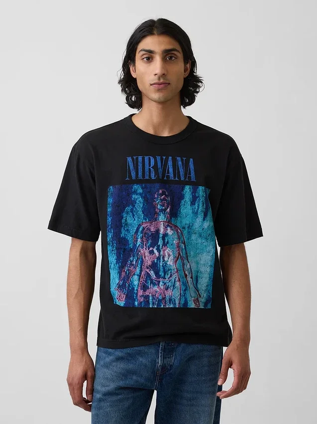 T-shirt z nadrukiem Nirvana, gruba, o skróconym kroju