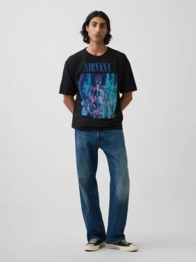 T-shirt z nadrukiem Nirvana, gruba, o skróconym kroju