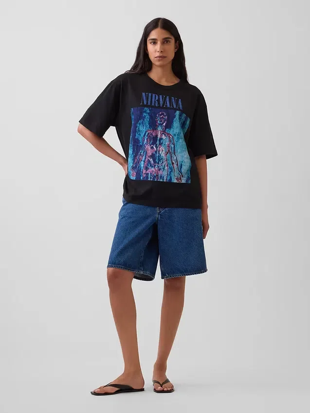 T-shirt z nadrukiem Nirvana, gruba, o skróconym kroju