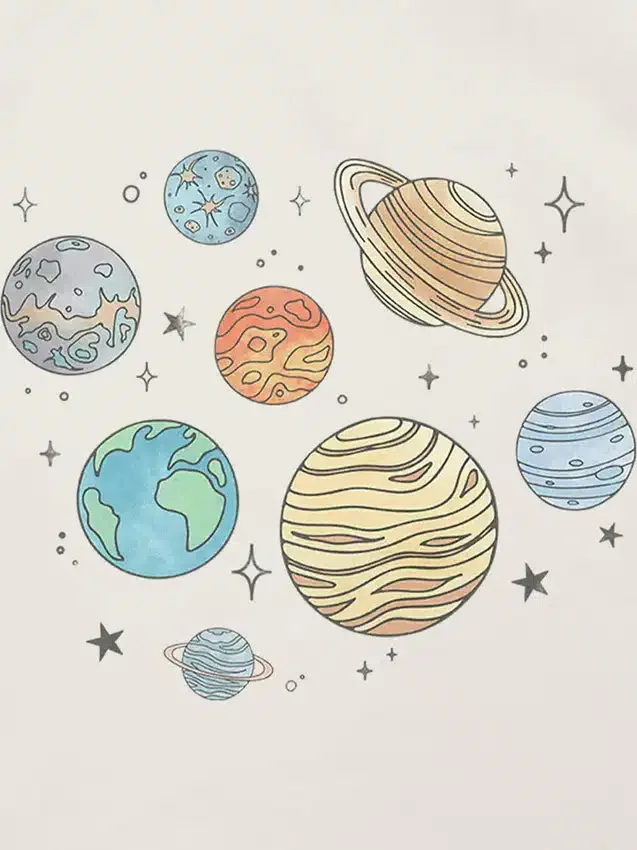 T-shirt z nadrukiem „Planets Jumble” dla małych dzieci