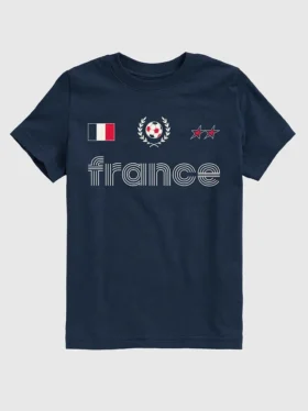 T-shirt z nadrukiem przedstawiającym koszulkę piłkarską reprezentacji Francji dla dzieci