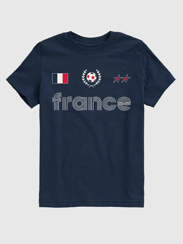 T-shirt z nadrukiem przedstawiającym koszulkę piłkarską reprezentacji Francji dla dzieci