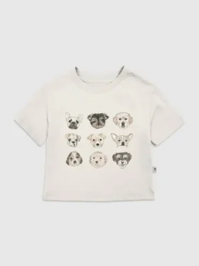 T-shirt z nadrukiem przedstawiającym różne szczeniaki dla małych dzieci