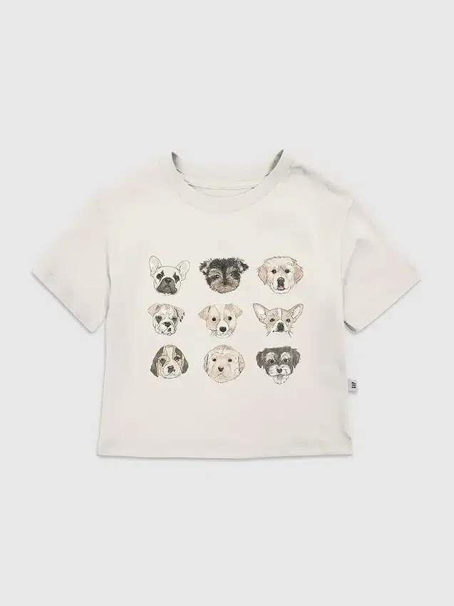 T-shirt z nadrukiem przedstawiającym różne szczeniaki dla małych dzieci