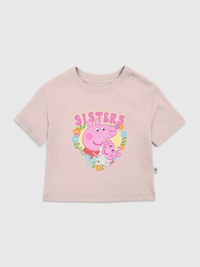 T-shirt z nadrukiem „Sisters” z motywem Peppa Pig dla małych dzieci