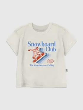 T-shirt z nadrukiem „Snowboard Club” dla małych dzieci