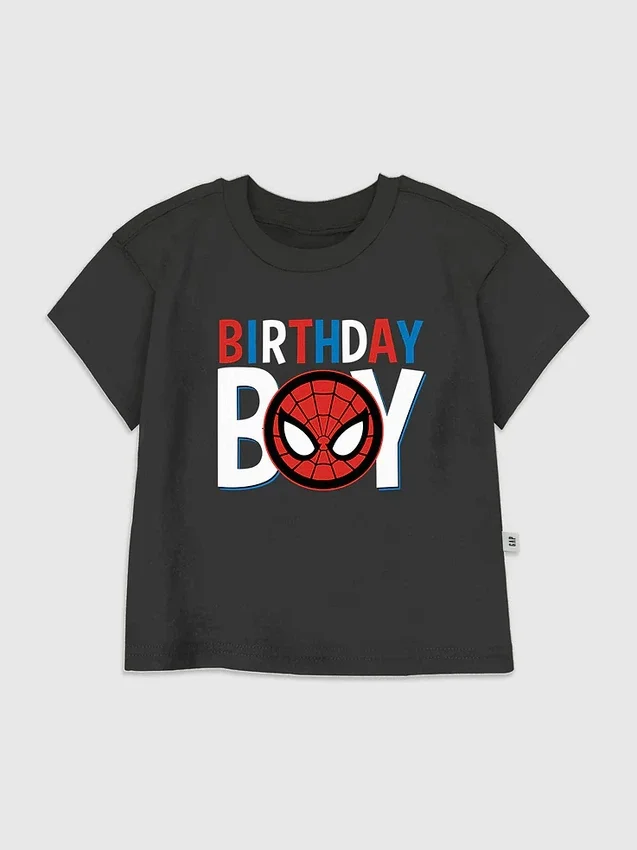 T-shirt z nadrukiem „Spider-Man Birthday Boy” dla malucha