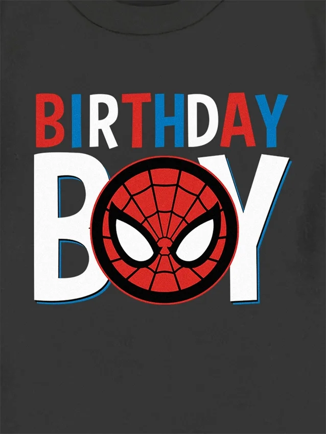 T-shirt z nadrukiem „Spider-Man Birthday Boy” dla malucha