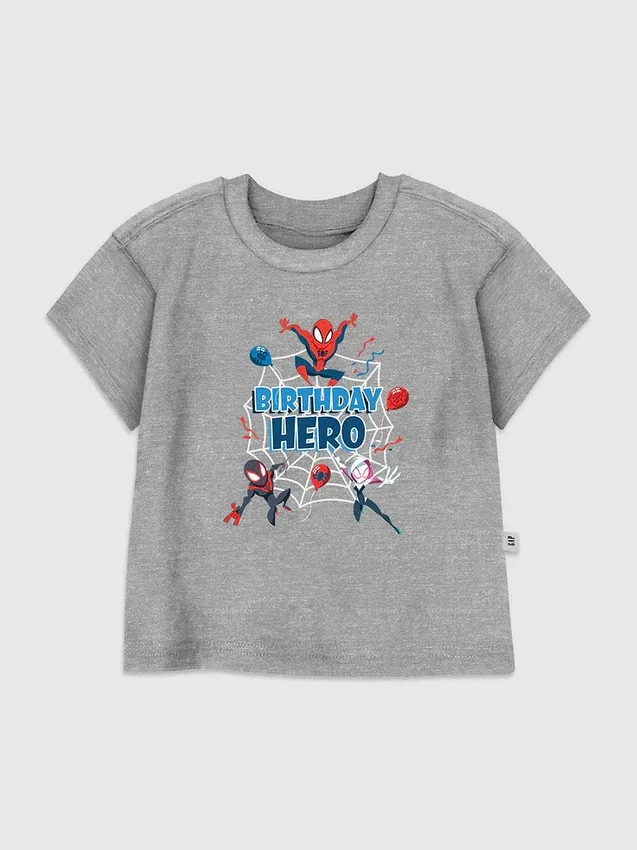 T-shirt z nadrukiem „Spider-Man – urodzinowy bohater” dla maluchów