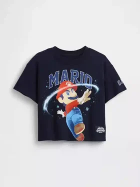 T-shirt z nadrukiem Super Mario w stylu oversize dla małych dzieci