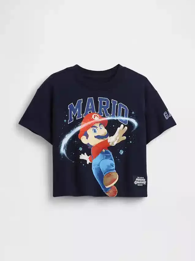 T-shirt z nadrukiem Super Mario w stylu oversize dla małych dzieci