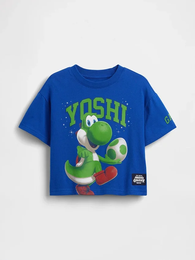 T-shirt z nadrukiem Super Mario w stylu oversize dla małych dzieci