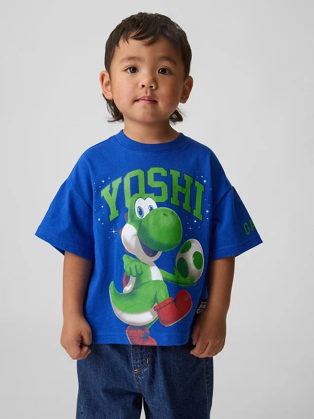 T-shirt z nadrukiem Super Mario w stylu oversize dla małych dzieci