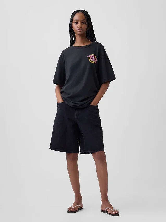 T-shirt z nadrukiem Tlc o luźnym kroju