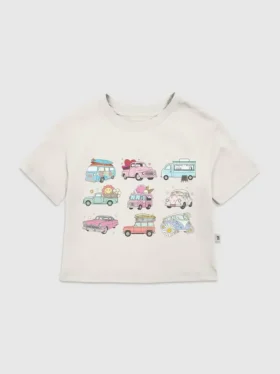 T-shirt z nadrukiem „Trucks and Cars” dla maluchów