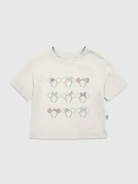 T-shirt z nadrukiem uszu Myszki Minnie dla maluchów