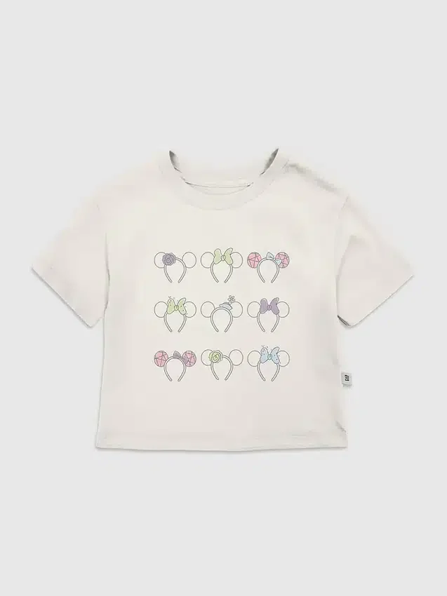 T-shirt z nadrukiem uszu Myszki Minnie dla maluchów