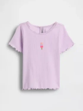 T-shirt z prążkowanej bawełny dla niemowląt i Maluchów z haftowanym motywem lodów