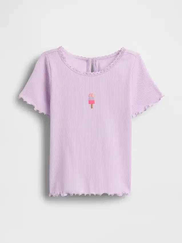 T-shirt z prążkowanej bawełny dla niemowląt i Maluchów z haftowanym motywem lodów