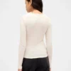 T-shirt z prążkowanej dzianiny typu pointelle