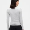 T-shirt z prążkowanej dzianiny typu pointelle