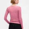 T-shirt z prążkowanej dzianiny typu pointelle