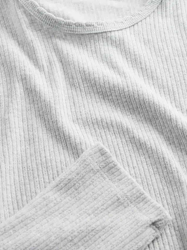 T-shirt z prążkowanej dzianiny typu pointelle