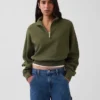 Teksturowana bawełniana bluza oversize z półzamkiem