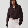 Teksturowana bawełniana bluza oversize z półzamkiem