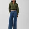 Teksturowana bawełniana bluza oversize z półzamkiem