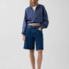 Teksturowana bawełniana bluza oversize z półzamkiem