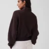 Teksturowana bawełniana bluza oversize z półzamkiem