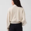 Teksturowana bawełniana bluza oversize z półzamkiem