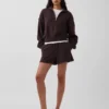 Teksturowana bawełniana bluza oversize z półzamkiem