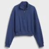 Teksturowana bawełniana bluza oversize z półzamkiem
