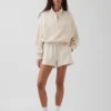 Teksturowana bawełniana bluza oversize z półzamkiem