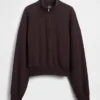 Teksturowana bawełniana bluza oversize z półzamkiem