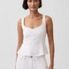 Top z peplum z mieszanki lnu