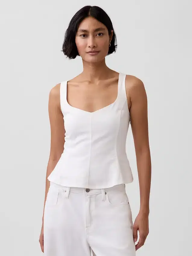 Top z peplum z mieszanki lnu