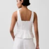 Top z peplum z mieszanki lnu