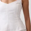 Top z peplum z mieszanki lnu