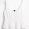 Top z peplum z mieszanki lnu