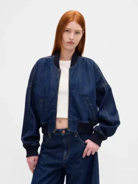 Ultramiękka dżinsowa kurtka typu bomber