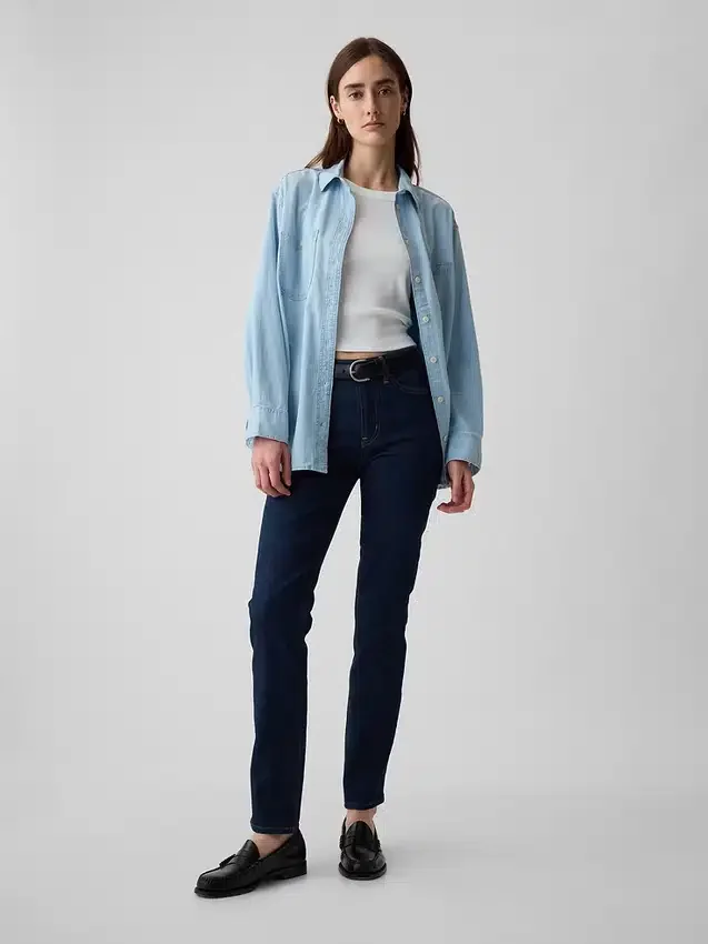 Vintage Slim Jeans o średnim stanie